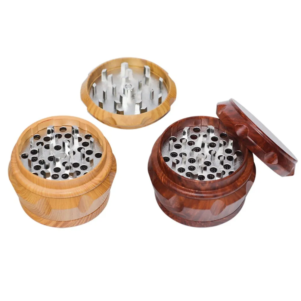 Yellow and Red Wood Grain Four-Layer Metal Grinder Tool