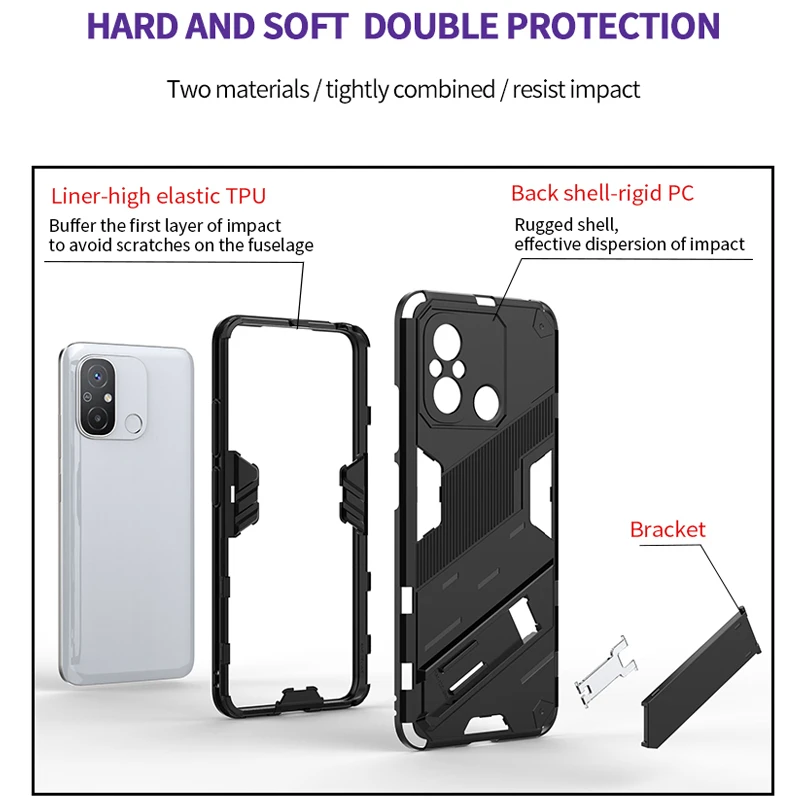 Durable Armor Holder Back Phone Case with Stand Feature