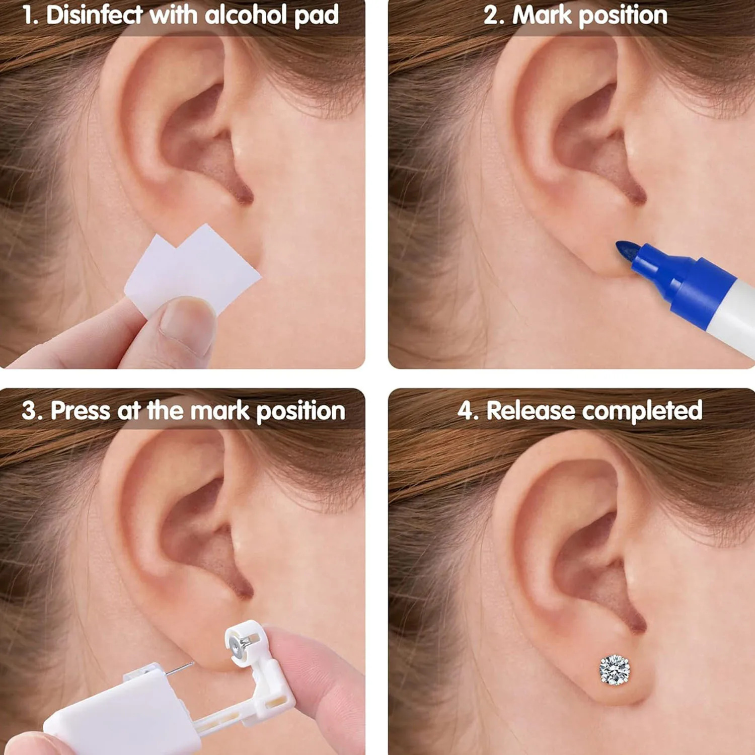 Premium Stainless Steel Ear Piercing Kit with Preloaded Studs and Waterproof Covers