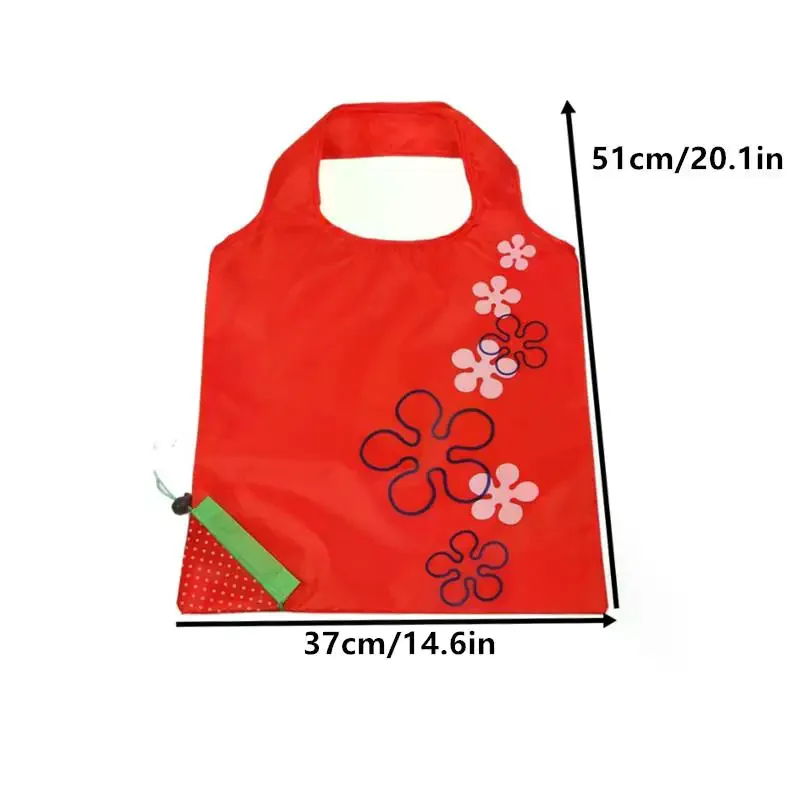 Eco-Friendly Foldable Strawberry Print Reusable Shopping Tote Bag