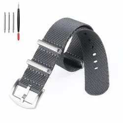 Premium Nylon Watch Band - Durable Military Strap - 18mm (Grey)