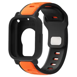 Silicone Sports Wristband with Strap for Redmi Watch 5 Lite (Orange Black - B)