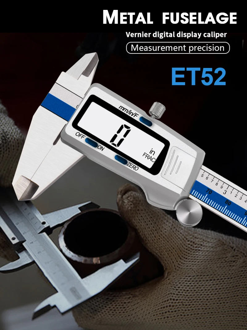 Description Picture 3 of itemET52 150mm Stainless Steel 0.01mm Precision Measure 6-Inch Digital Caliper Vernier Caliper Mm/inch/Fraction Display Zero Setting