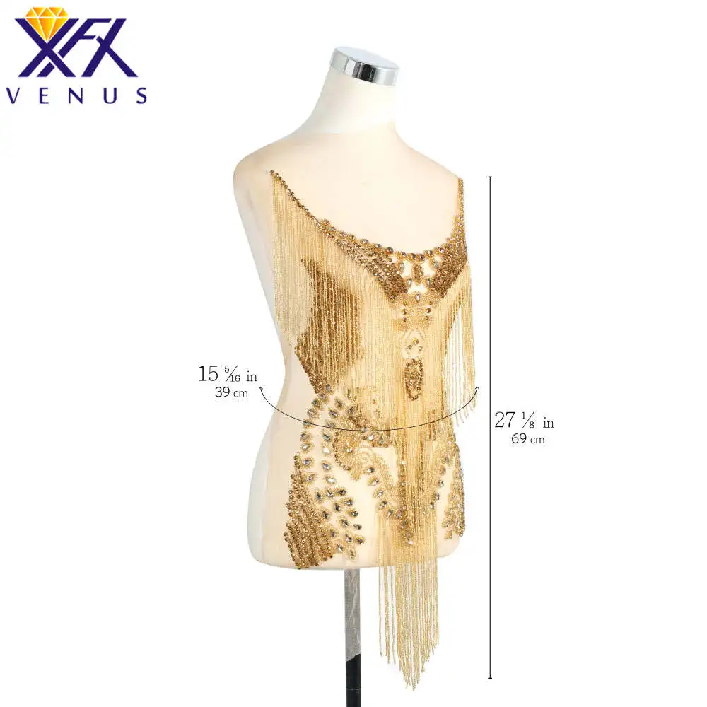 

XFX VENUS Lady Pure Handmade Dress Wedding Dress Applique Patch, Bridal Supplies Crystal Sequin Rhinestone Beaded Bodice