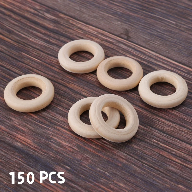 150 Pcs 25 Mm/1 pollice anello artigianale in legno anelli in legno non finiti connettori a sospensione in legno a cerchio per progetti fai da te