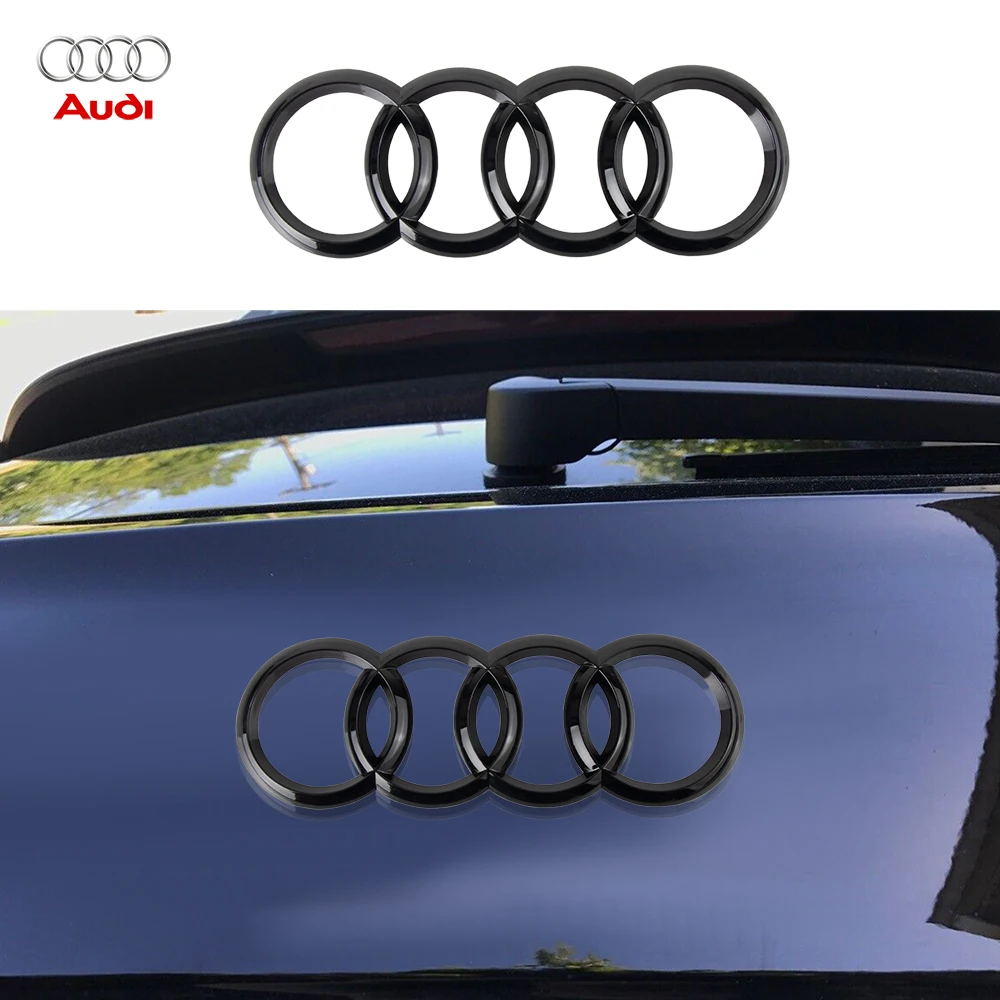Sleek 4Ring ABS Rear Trunk Emblem Logo Badge Sticker Valve Cap