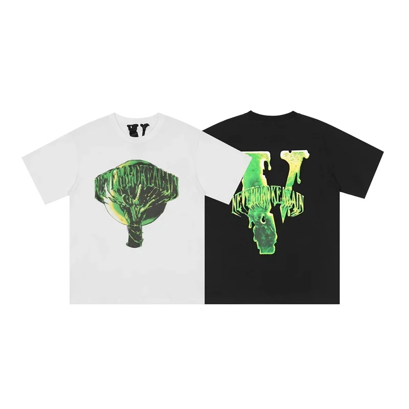 22Ss Primavera Nuova T-Shirt Hip Hop Green Ghost Hand Design Large V Manica Corta Uomo E Donna Tee