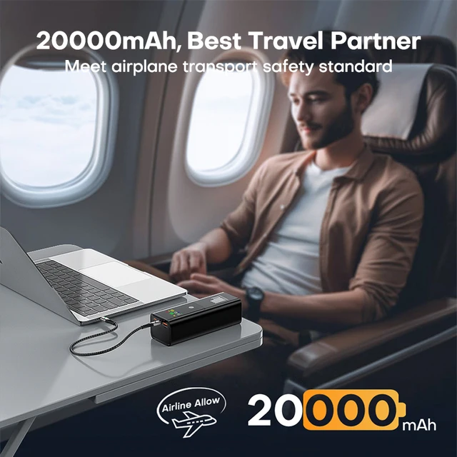 QOOVI PD 100W Power Bank 20000mAh External Battery Capacity Fast Charging Portable Charger Powerbank For Laptop iPhone Samsung 6
