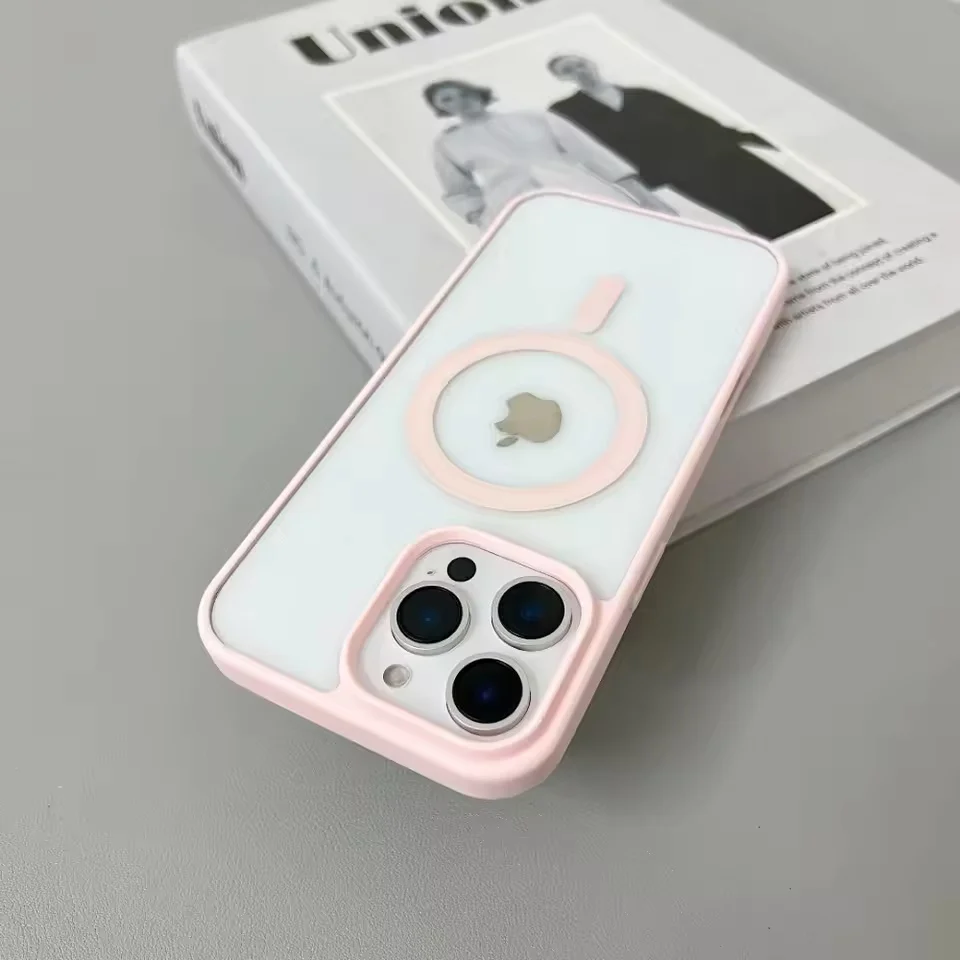Colorful Magnetic Transparent Shockproof Phone Case - TPU+PC Hybrid Armor Cover