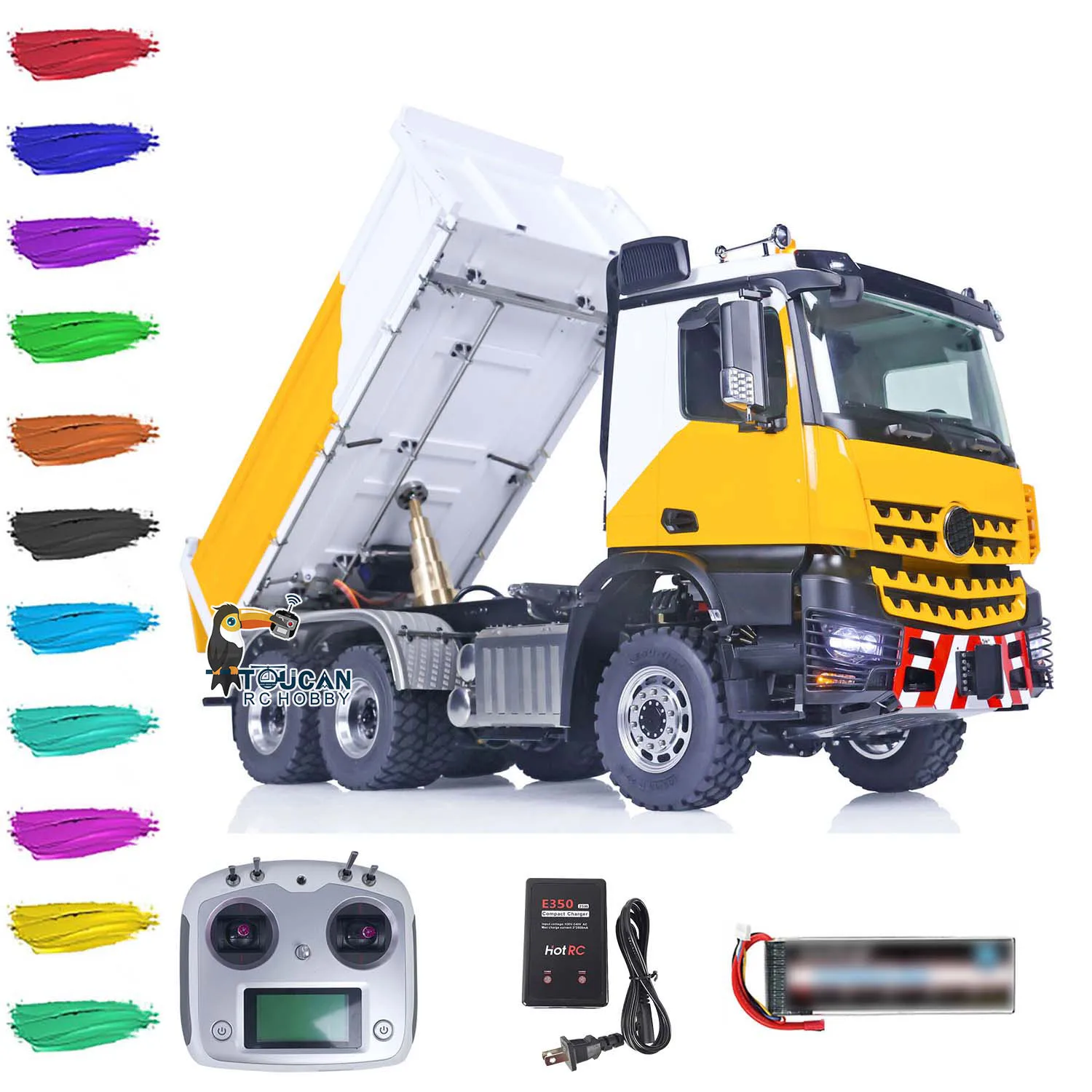 Lesu 1/14 6X6 Rc Dumper Idraulico Rtr I6S Rc Hobby Fai Da Te Verniciato Finito Telecomando 3-Way Dumper Cars Veicolo Giocattolo Per Ragazzo