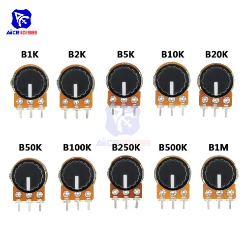 5 PCS/Lot Potentiometer Resistor 1K 2K 5K 10K 20K 50K 100K 500K Ohm 3 Pin Linear Taper Rotary Potentiometer for Arduino with Cap - Image 3