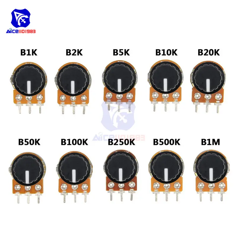 5 PCS/Lot Potentiometer Resistor 1K 2K 5K 10K 20K 50K 100K 500K Ohm 3 Pin Linear Taper Rotary Potentiometer for Arduino with Cap - Image 3