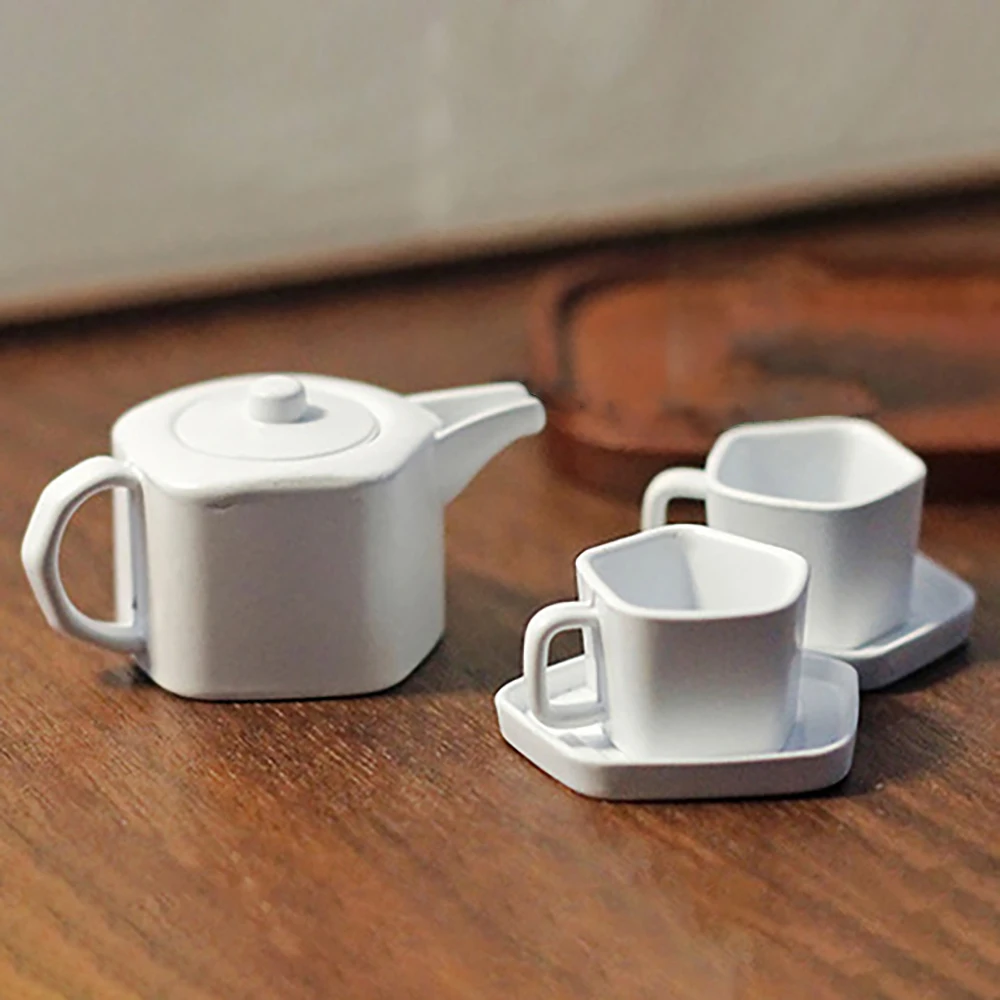 

1/12 Doll House Accessories Miniatures Teapot Teacup Mini Tea Set Model Toy for Dollhouse Decoration OB11 bjd