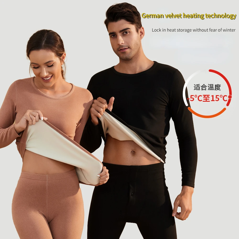 

Deduroc Warm Underwear Set of Women Plus Cashmere Thicken Double-sided Sanded Thermal Thermal Clothing Men's Long Johns