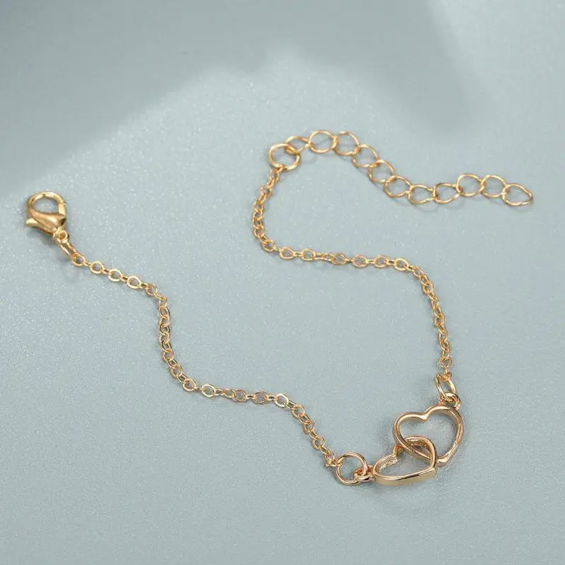 Bracelet Heart To Heart Matching Double Small Hollow Bracelet Simplicity Style Fashionable Temperament