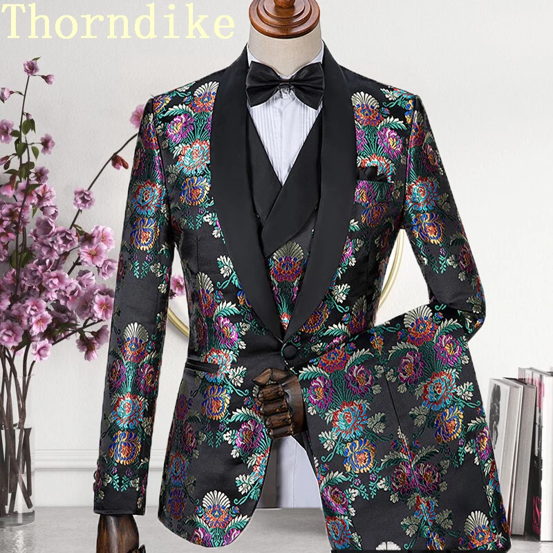 Mens Suit Thorndike Black Jacquard Suits Dinner Suits Tuxedo For Men