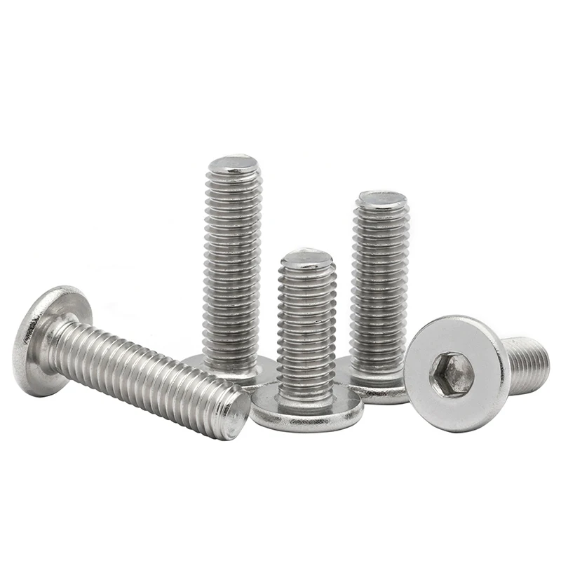 Hex Socket Screw 5/ 10/ 20/ 50pcs CM M1.6 M2 M2.5 M3 M4 M5 M6 M8 304 Stainless Steel Hex Socket Ultra Thin Super Low Flat Wafer Head Screw Bolt