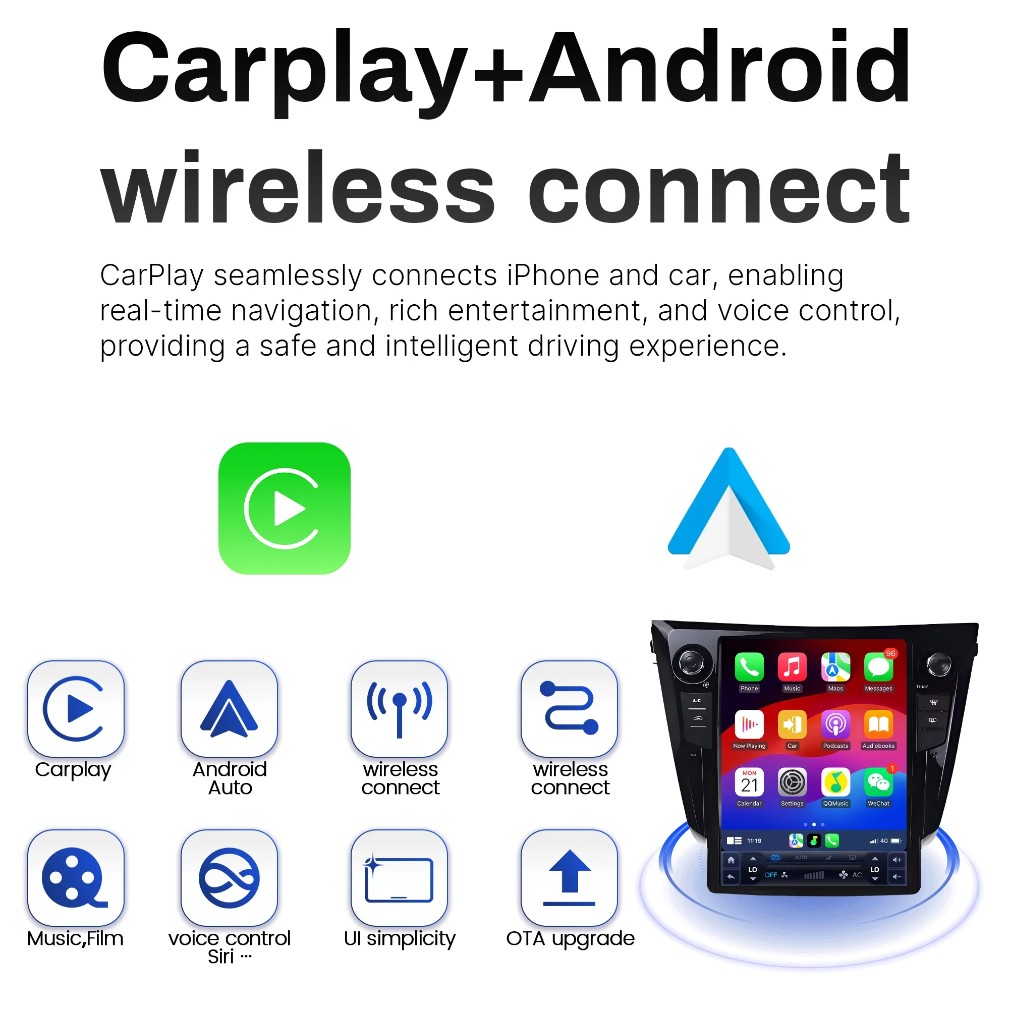 Radio de coche de 10,4 pulgadas para Lexus IS250 IS300 IS200 IS220 IS350 2004-2012 sistema estéreo de pantalla táctil con CarPlay inalámbrico BT 3