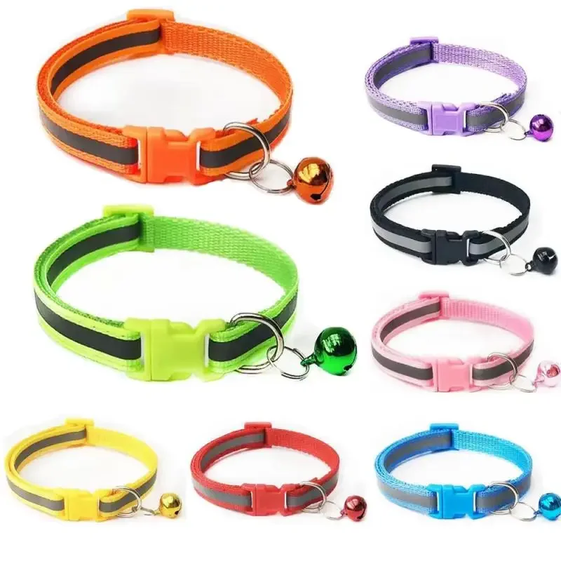 

Reflective Breakaway Cat Collar Neck Ring Necklace Bell Pet Supplies Safety Elastic Adjustable Reflective Collar Pet Products