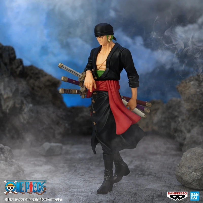 

17cm Bandai Original Banpresto One Piece The Set Out On A Voyage Roronoa Zoro Anime Figure Collectible Model Toys Gift For Kids