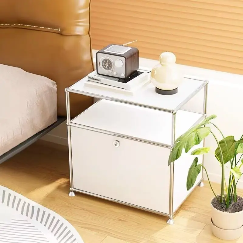 Modern Luxury Modular Side Cabinet Minimalist INS Style Stainless Steel Sofa Bedroom Storage Nightstand Furniture Design Style