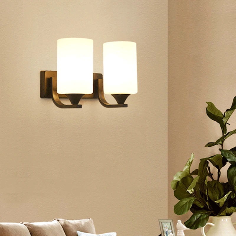 

Nordic LED iron art wall lamp Warm corridor study bedroom lamp Fashion art glass living room wall lamp