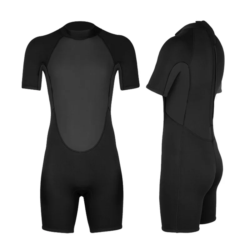 Men's Wetsuit 3mm Neoprene Short Sleeve One Piece Spring Diving Suit Back Front Zip Surfing Diving Swimming Snorkeling Kayaking