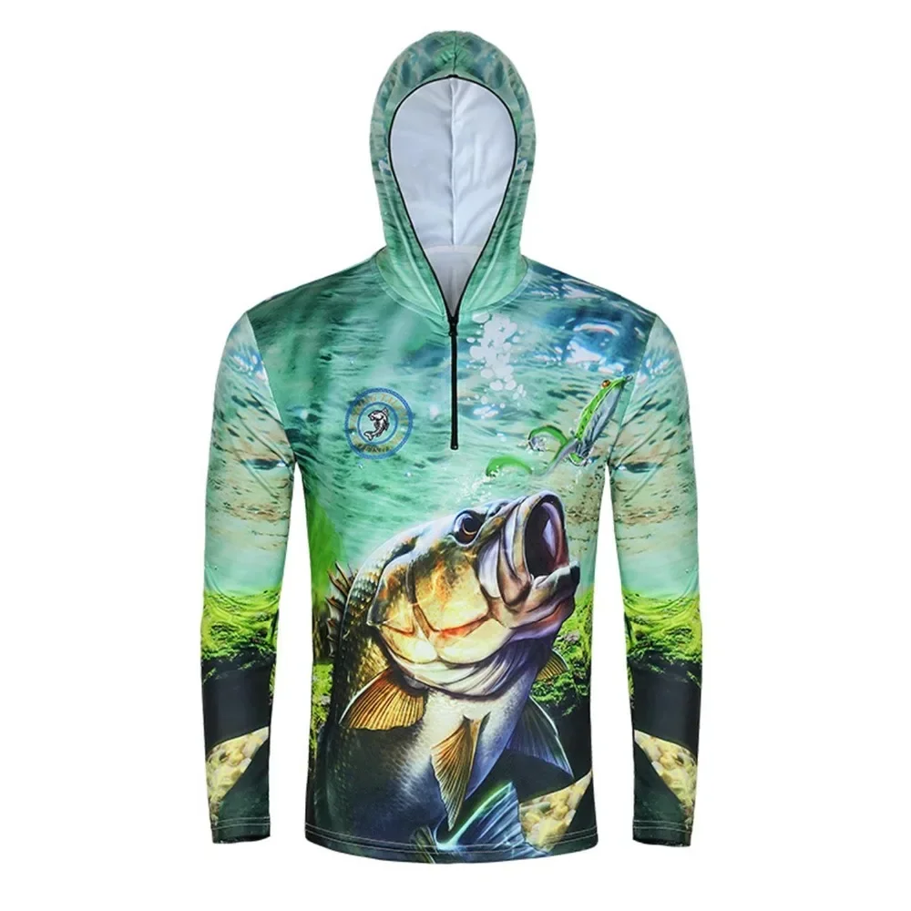 3D Print Ultra-Light Summer Fishing Hoodies Quick Dry Sun Protection Fishing Hooded Shirts for Men & Women FT0071-2