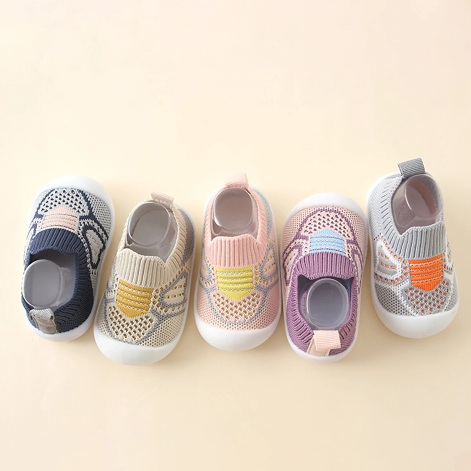 Infant Baby Flat Sock Shoes Soft Rubber Sole Crib Shoes AntiSlip First