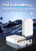 5 Port Waterproof POE Extender 4 Port Repeater 100Mbps Outdoor Network IP55 VLAN 44-57V for POE Camera Wierless AP 2