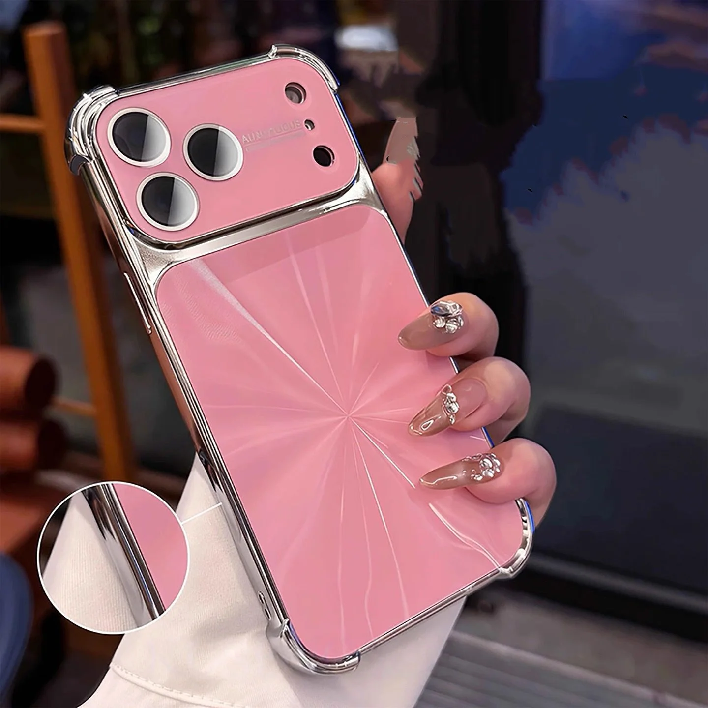 Aurora CD Pattern Matte Armor Case with Plating and Lens Protection