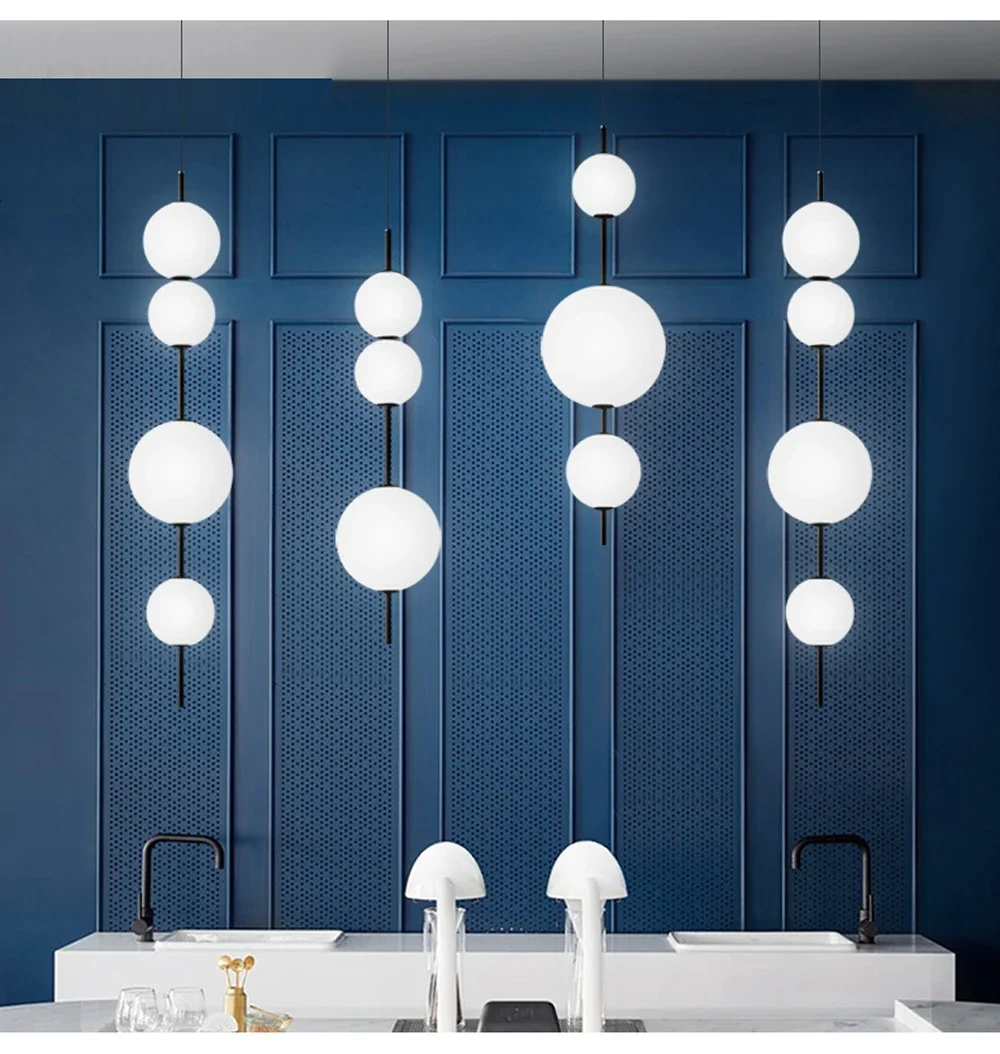 Description Picture 5 of itemModern Creativity Pendant Light for Restaurant Shop Kitchen Bedroom Glass Ball Chandelier Pendant Lamp Lighting Decoration
