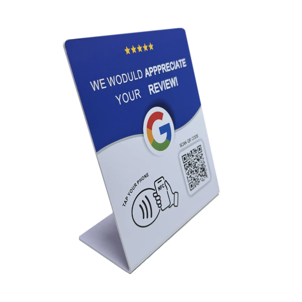 Premium NFC Display Stand for Google Reviews - Programmable 13.56MHz Card Station