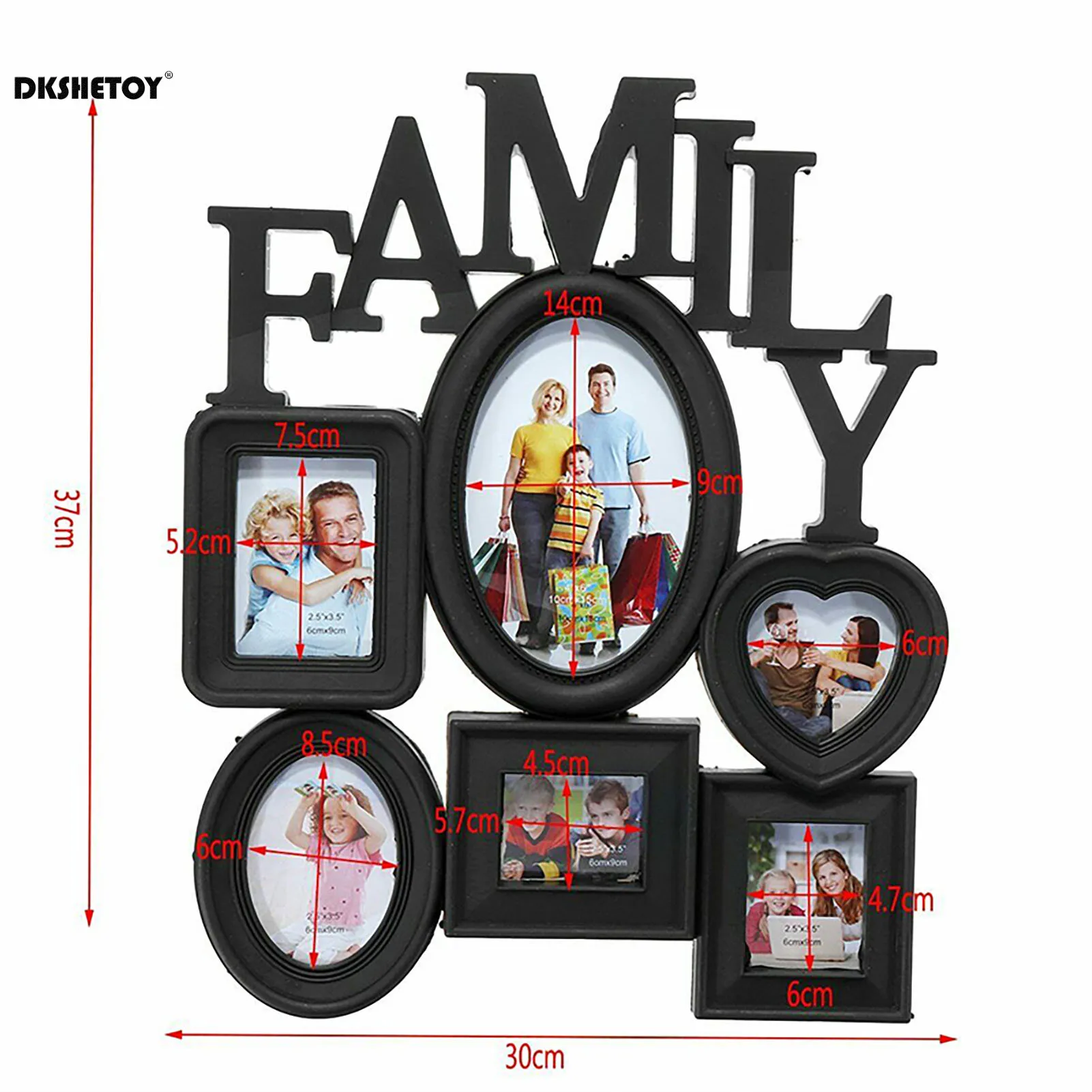 6 Pictures Family Photo Frames Wall Decor Wall Mount Photo Frame Home Room Ornament Families and Friends Gifts 31X38cm