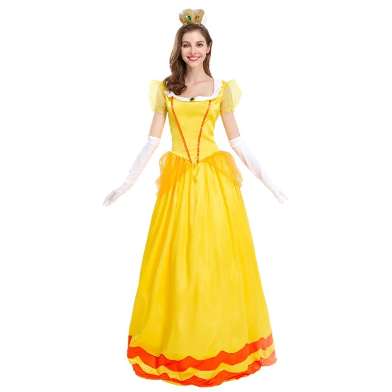 thumbnail image 1 of Disfraz de princesa Peach de Super Brothers, disfraz de cosplay, uniforme, fiesta de cumpleaños de Halloween, traje de carnaval para mujeres y niñas, 1 of 5
