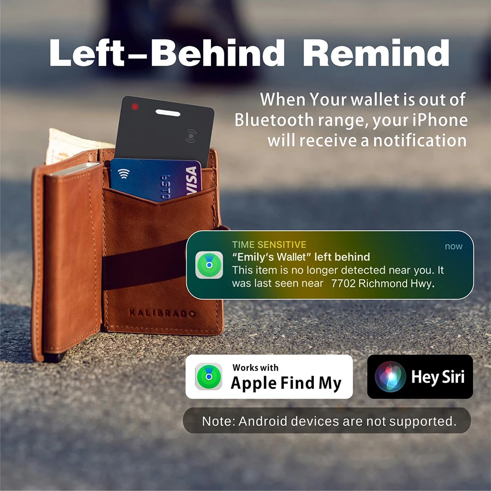 Wallet Tracker Card Wireless Rechargeable Anti-lost Smart Card Location Tracking Tag Works with Apple Find My App Item Finder