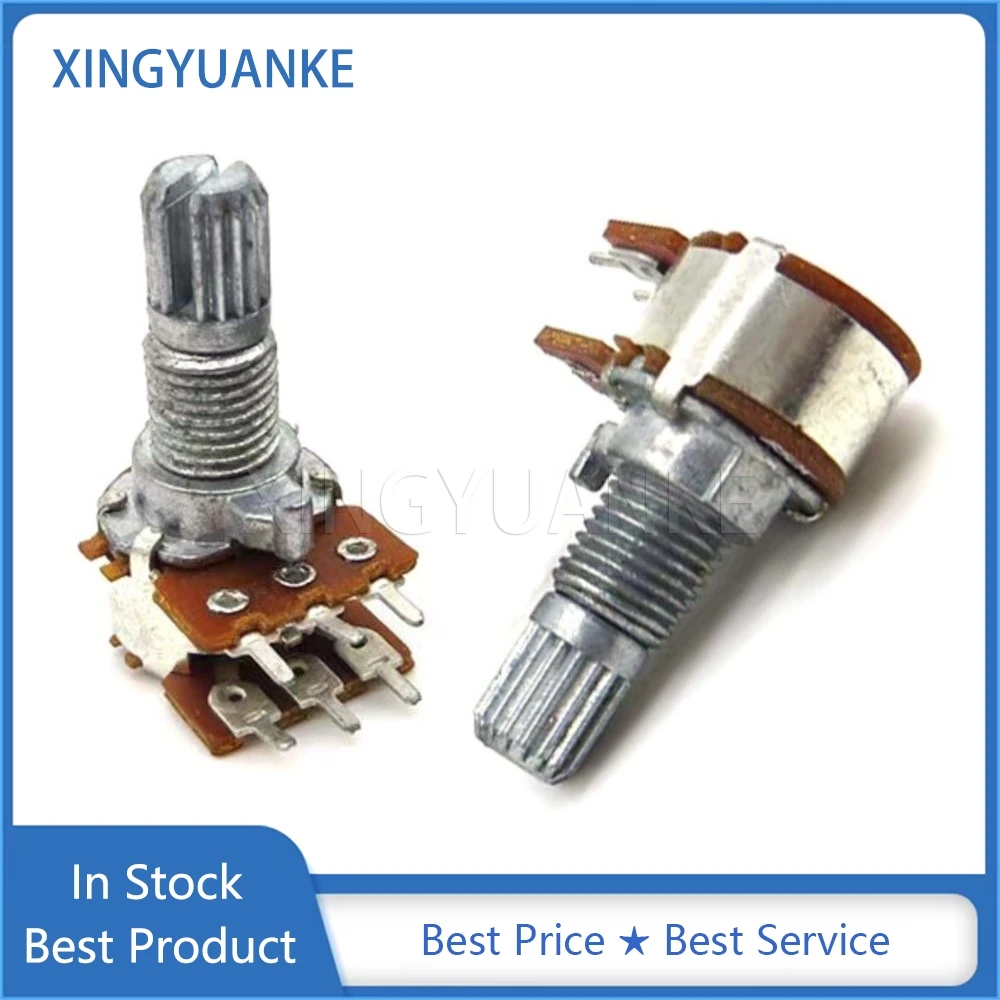 5PCS RK125 12 Type Double B10K B50K B100K A50K Power Amplifier Audio Volume Small 148 Potentiometer 6-Pin Flower Shaft 15mm