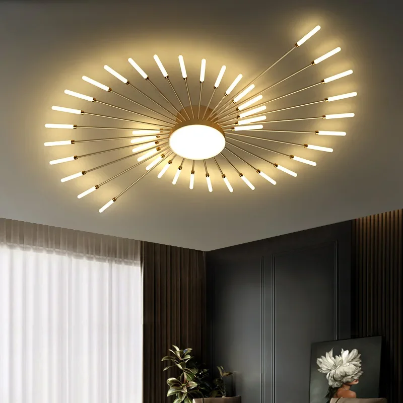 Modern Firework Led Chandeliers Lighting Living Room Ceiling Lights Luminaria Home Decor Bedroom Lamp Black Gold Spiral Lamparas Led Chandelier Ceiling Chandelier Art Lighting Fixtures