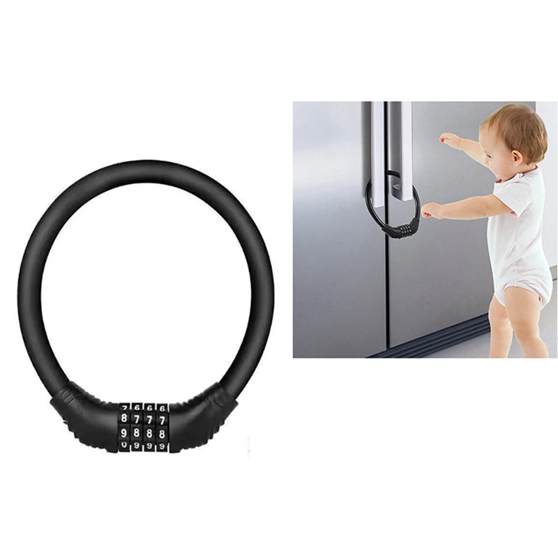 

2 Pieces Bicycle Anti-Theft Padlock Children's Refrigerator Lock For French Door Freezer Cabinet