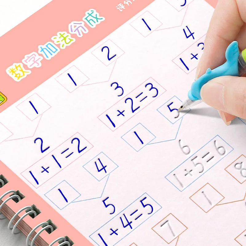 

Free Shipping Reusable Montessori Copybooks Pen Magic Math Copy Book Children's Kids Writing Sticker Practice For Calligraphy