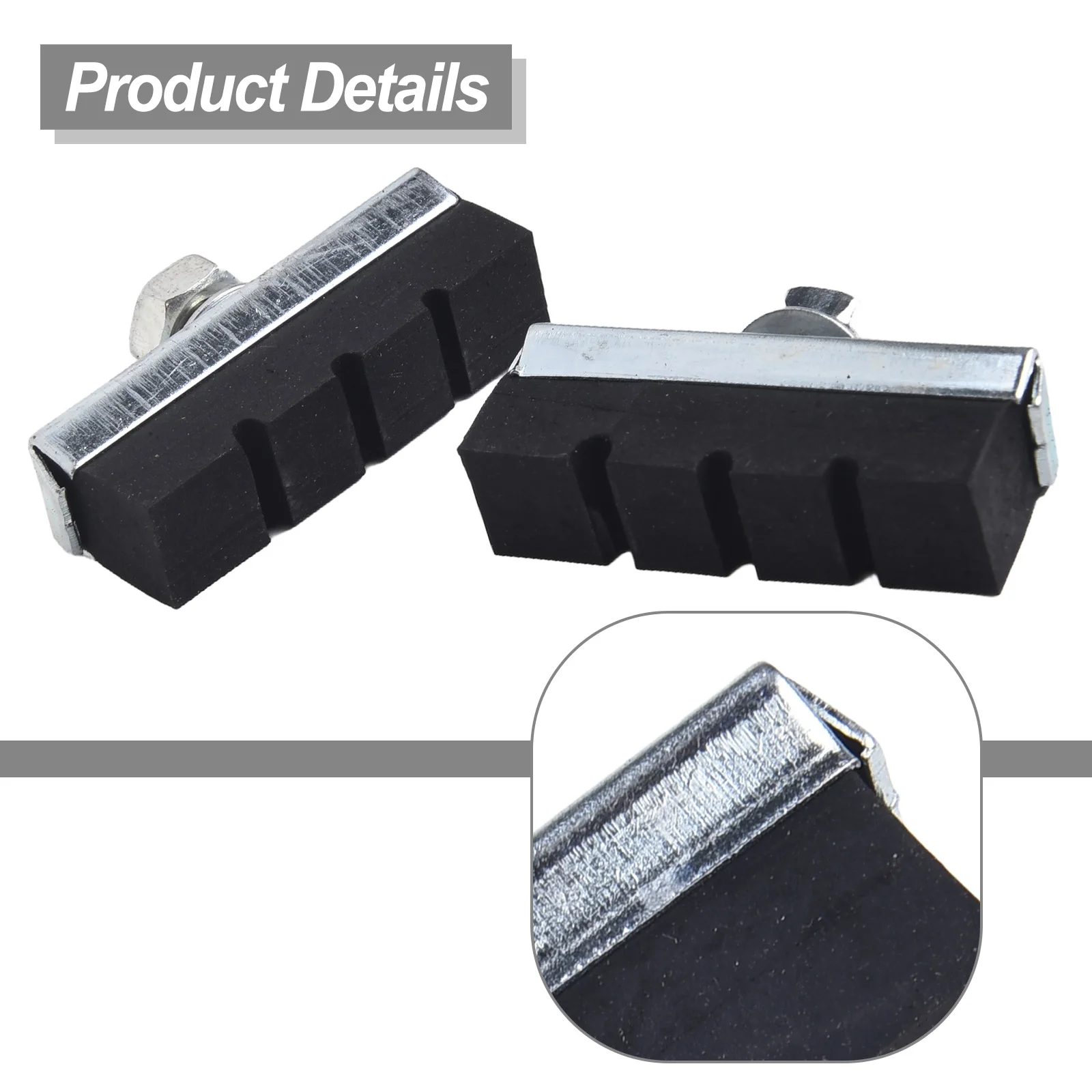 Description Picture 3 of item12PCS Brake Pads V-brake Pads Bicycle Electric Bicycle Brake Shoes Rubber Black Brake Parts Accessories Approx 40MM