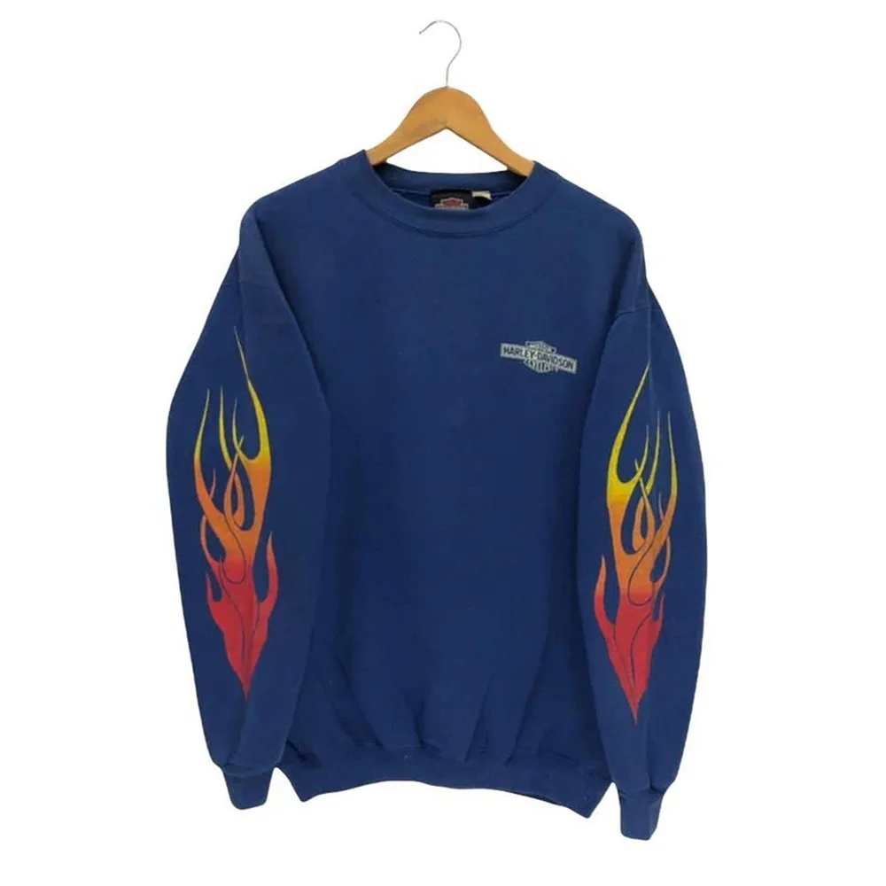 

Colorful Flame Image Letter Print Sweatshirt Men Women Foam Print Crew Neck Hoodie 2023 Hip Hop Ye Long Sleeve Hoodie