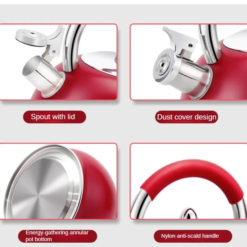 Hausroland German Stainless Steel Kettle for Gas and Electric Stoves with Whistling Feature 3.0L