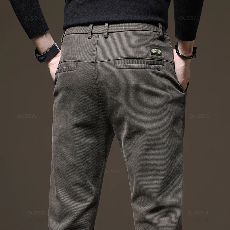 Autunno Inverno Pantaloni di alta qualità Uomo Elastico in vita Slim Caffè Twill Marchio di abbigliamento Pantaloni cargo spessi Uomo Plus Size 28-38 5