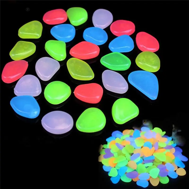 10pcs/lot Luminous Pebbles Rocks Garden Ornaments Stone Glow In The Dark for Walkways Fish Tank Decorations