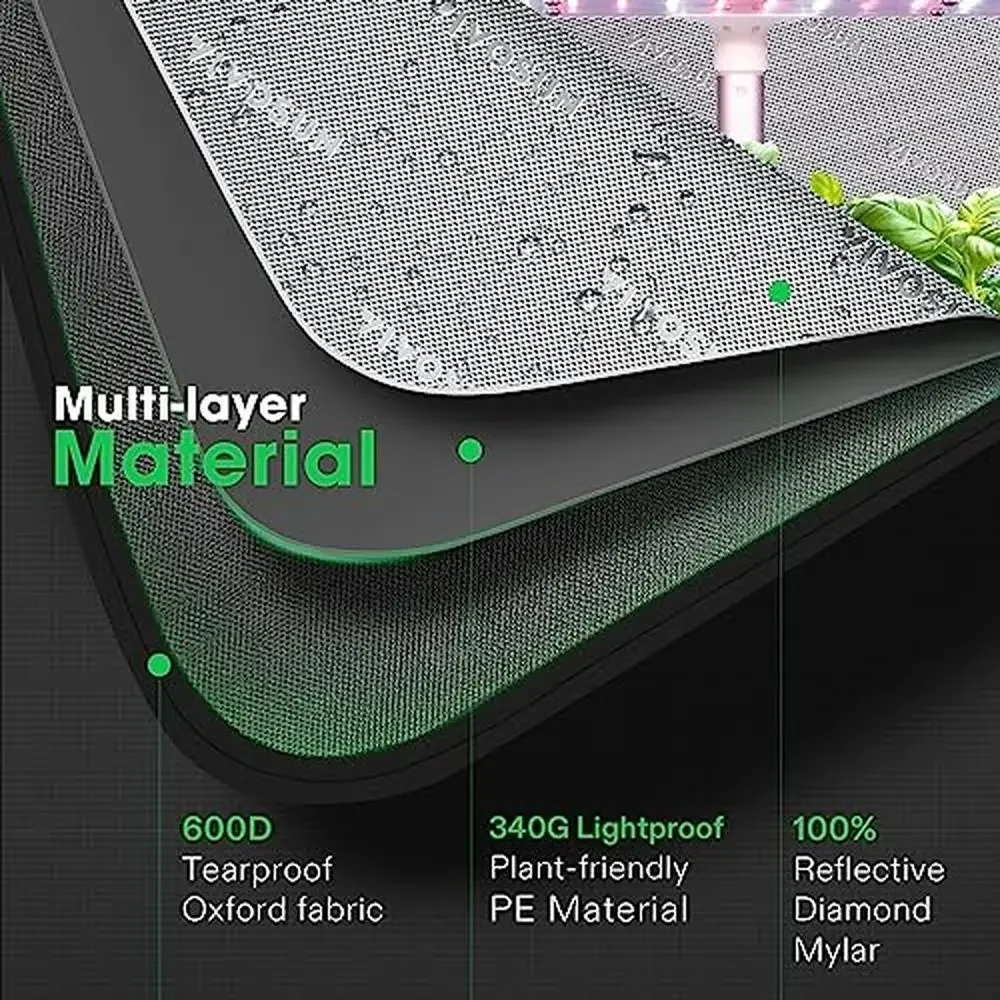 Grow Tent 7 Day Programmable Timer with Dual Outlet and Lightproof Design Easy Assembly Durable Structure Customizable Timer LCD