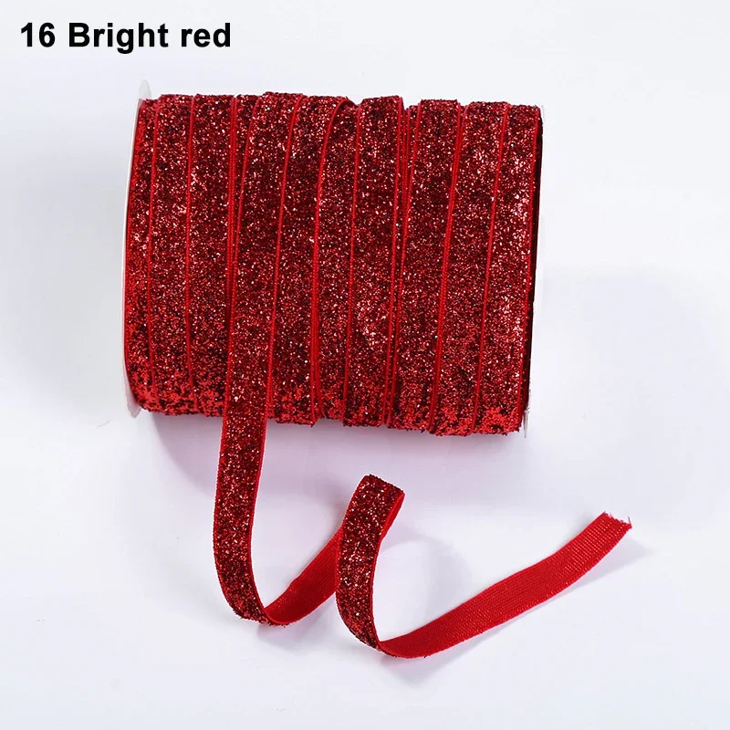 Multicolor Shimmer Glitter Velvet Ribbon for DIY Crafts and Decorative Wrapping