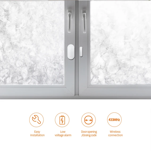 ACJ Wireless Window Door Sensor EV1527 Coding Mode RF 433MHz for Home Security Alarm System Burglar Alarm Kits 4