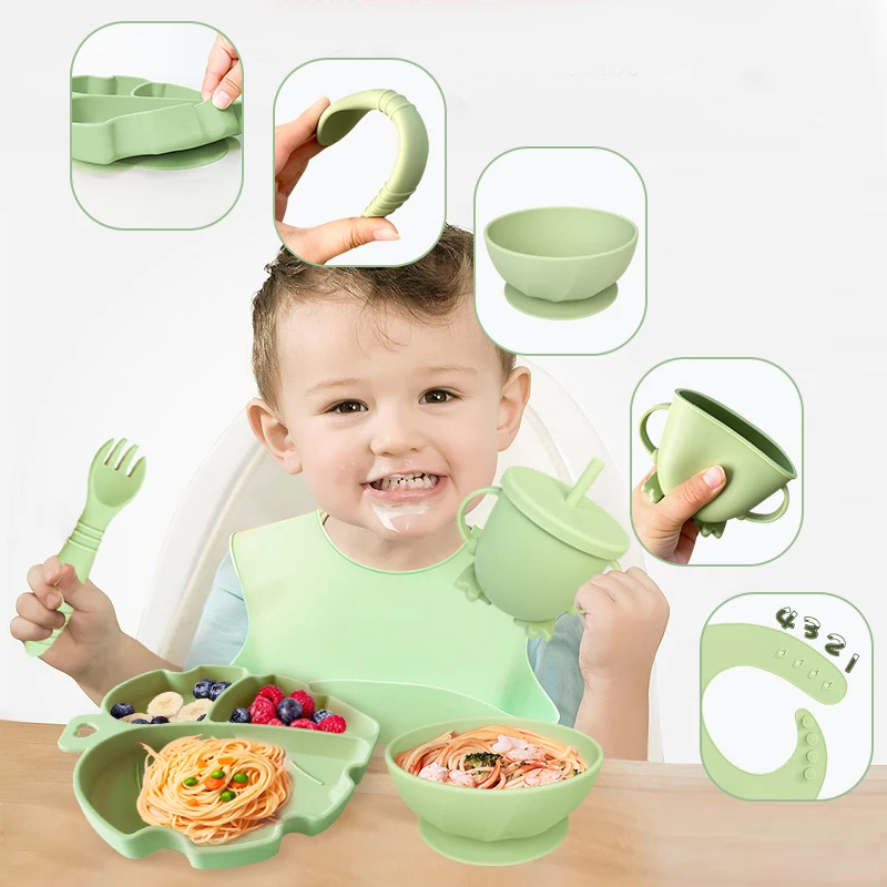 Assiette bébé bol, nourriture pour bébé, vaisselle, mini set de table en  silicone pour