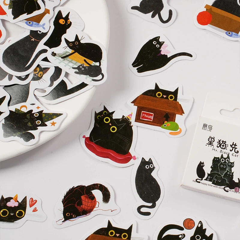 Kawaii Cartoon Cat Daily Life Paper Stickers 45 Pcs